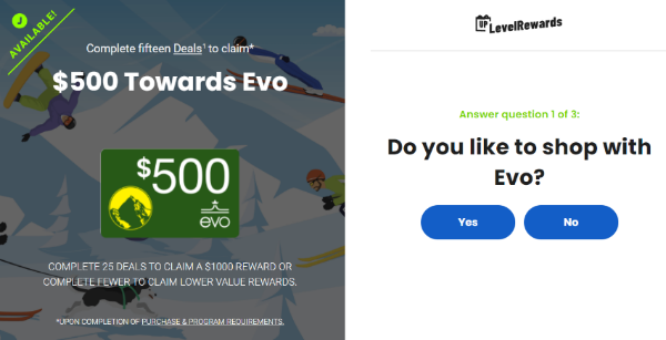 Get a $500 Evo Gift Card Now 