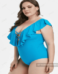 Rosegal Plus Size Ruffle Lattice One-piece Swimsuit - 2x